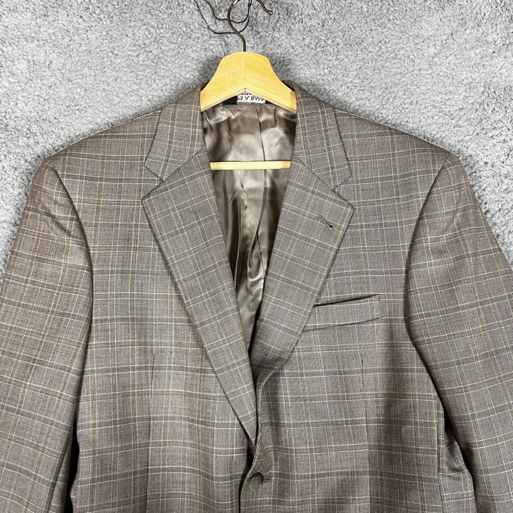 Jos A Bank Sport Coat Mens 38 SH Grey Excellent Plaid Wool Blazer Office